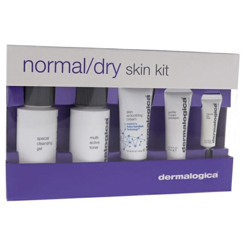 Normal Dry Skin Kit by Dermalogica for Unisex - 5 Pc 1.7oz Special Cleansing Gel, 0.3oz Gentle Cream Exfoliant, 1.7oz Multi-Active Toner, 0.5oz Skin Smoothing Cream, 0.1oz Intensive Eye Repair