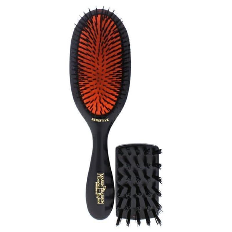 Sensitive Handy Brush - SB3 Dark Ruby by Mason Pearson for Unisex - 2 Pc Hair Brush and Cleaner Brush