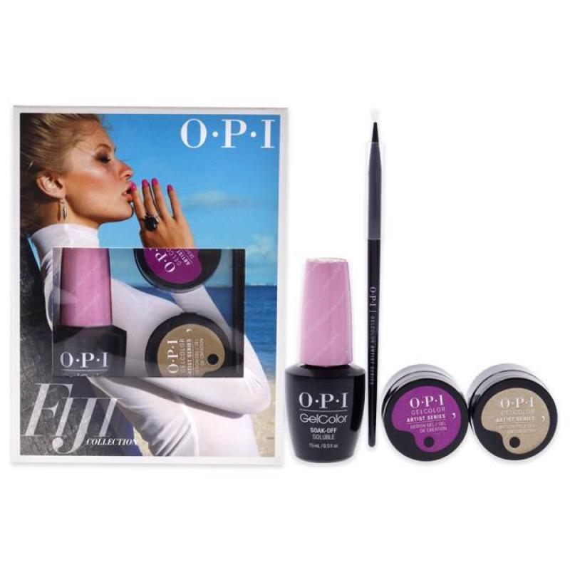 Fiji GelColor and Artist Series Trio - 1 by OPI for Women - 3 Pc 0.5oz GelColor - Getting Nadi On My Honeymoon, 0.21oz Artist Series - Bronze Has More Fun, 0.21oz Artist Series - Rate V for Violet, Artist Series Mini Striper Brush
