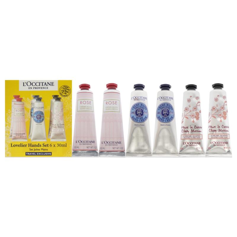Lovelier Hands Kit by LOccitane for Unisex - 6 x 1 oz 2 Rose, 2 Shea Dry Skin, 2 Cherry Blossom