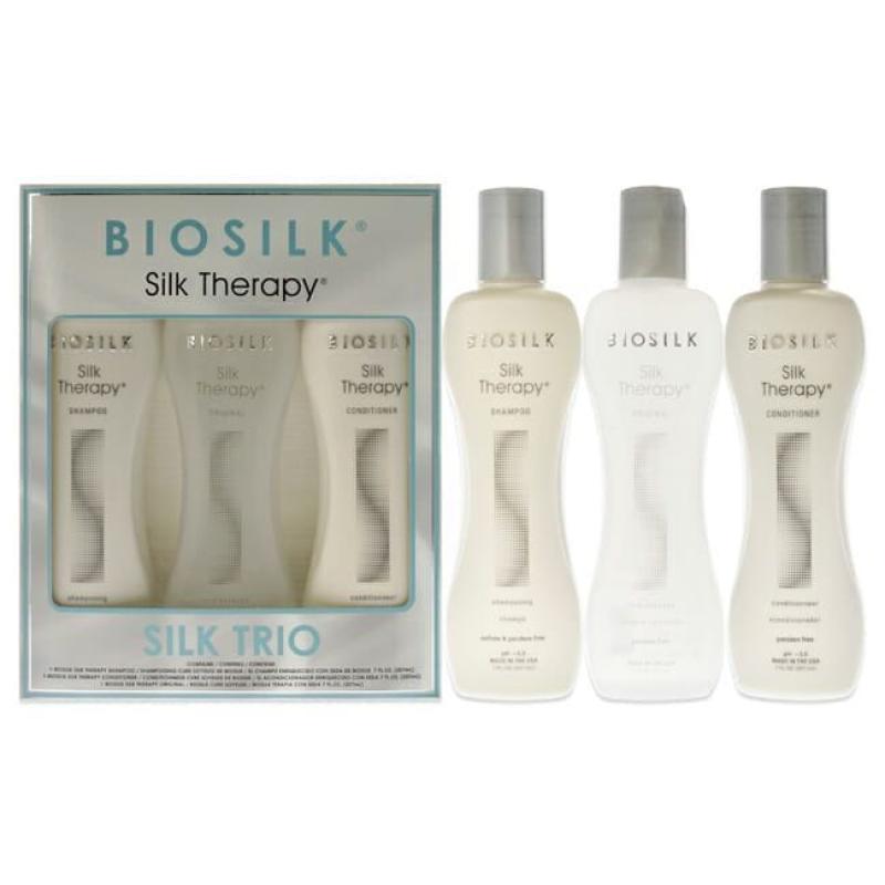 Silk Therapy Trio by Biosilk for Unisex - 3 Pc 7oz Silk Therapy Shampoo, 7oz Silk Therapy Conditioner, 7oz and Silk Therapy Original