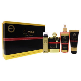 Le Femme by Armaf for Women - 4 Pc Gift Set 3.4oz EDP Spray, 3.4oz Body Lotion, 1.7oz Perfume Body Spray, 8.4oz Fragance Body Spray