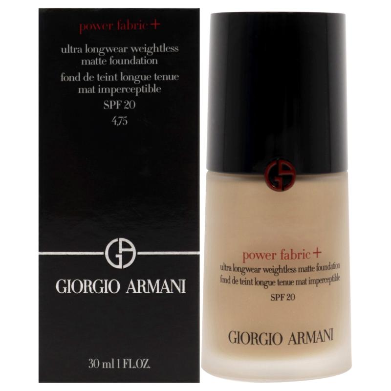 Power Fabric Plus Longwear Weightless Matte Foundation SPF 20 - 4.75 by Giorgio Armani for Women - 1 oz Foundation