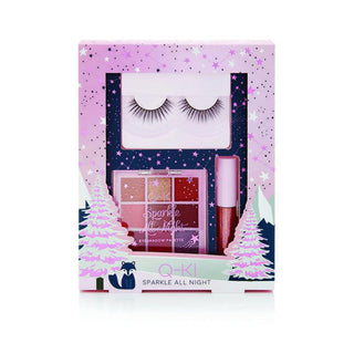Sparkle All Night Set by Q-KI for Women - 4 Pc False Eye Lashes, False Eye Lash Glue, Eyeshadows, Liquid Shimmer Eyeshadow