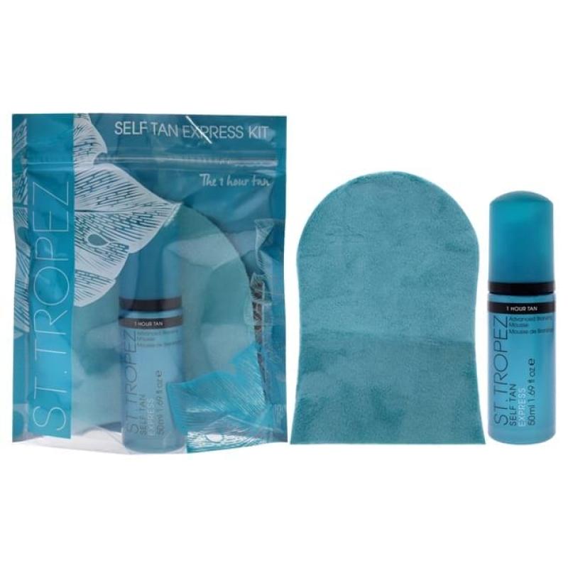 Self Tan Express Kit by St. Tropez for Unisex - 2 Pc 1.69oz Advance Bronzing Mousse, Velvet Luxe Applicator Mitt