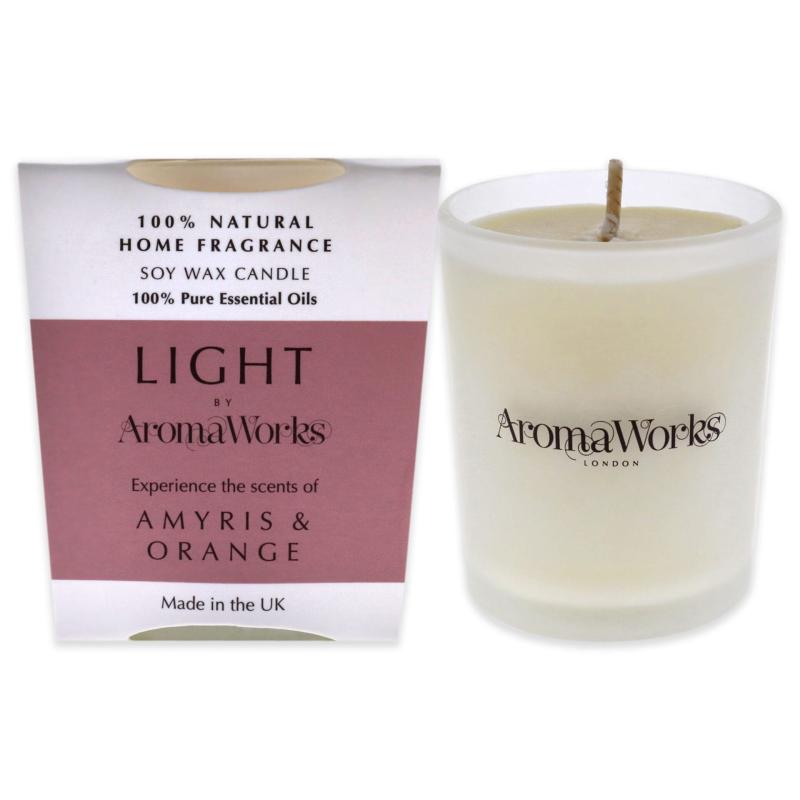 Light Candle Small - Amyris and Orange by Aromaworks for Unisex - 2.65 oz Candle