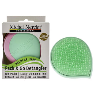 Pack and Go Detangler Regular Hair - Green-Pink by Michel Mercier for Unisex - 1 Pc Hair Brush