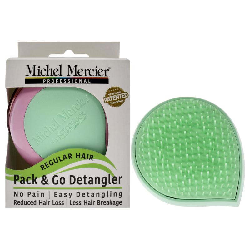 Pack and Go Detangler Regular Hair - Green-Pink by Michel Mercier for Unisex - 1 Pc Hair Brush