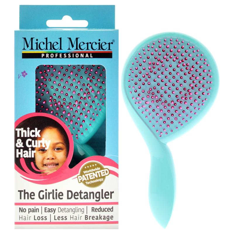 The Girlie Detangle Brush Thick and Curly Hair - Turquoise-Pink by Michel Mercier for Women- 1 Pc Hair Brush