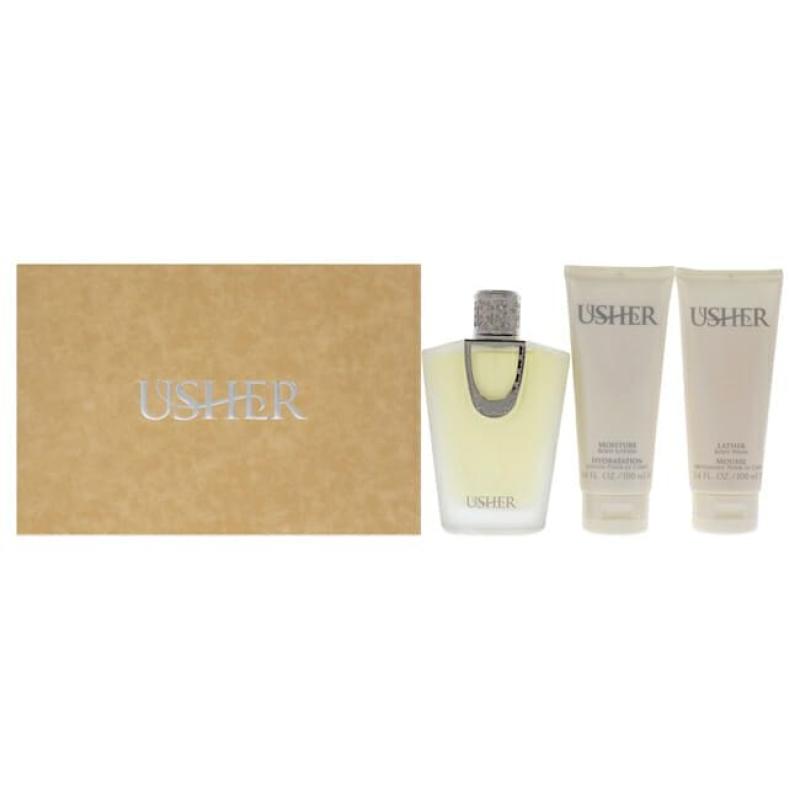 Usher by Usher for Women - 3 Pc Gift Set 3.4oz EDP Spray, 3.4oz Moisture Body Lotion, 3.4oz Lather Body Wash