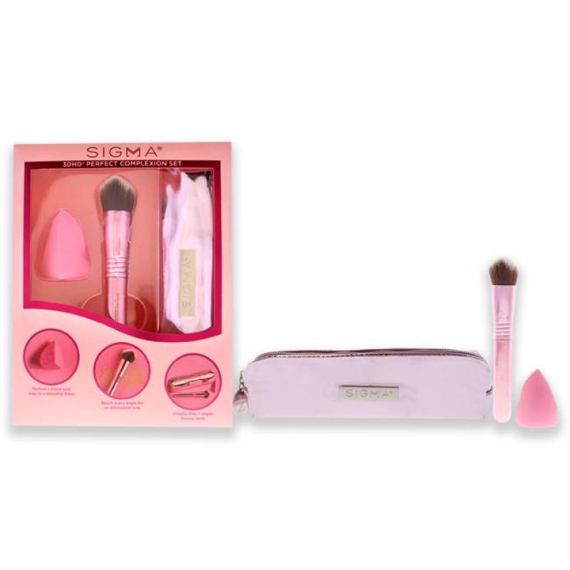 3DHD Perfect Complexion Set by SIGMA Beauty for Women - 3 Pc Set 3DHD Blender, 3DHD Kabuki Brush, Bag