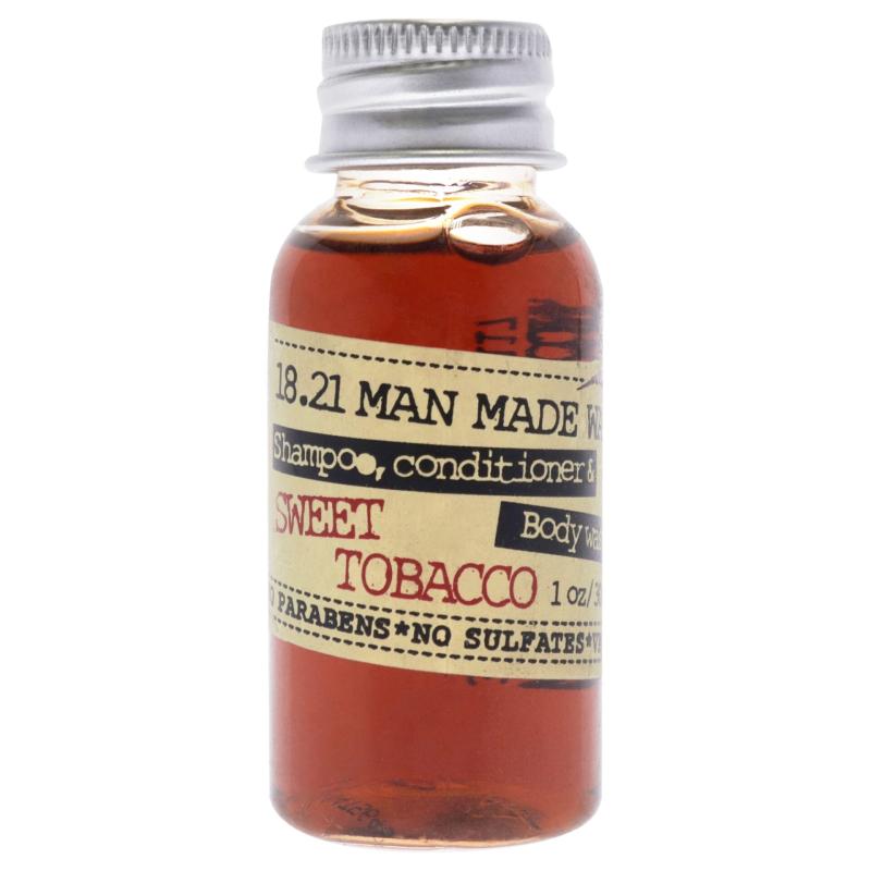 Man Made Wash - Sweet Tobacco by 18.21 Man Made for Men - 1 oz 3-In-1 Shampoo, Conditioner and Body Wash