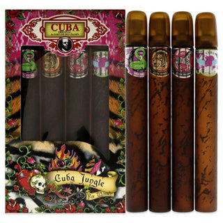 Cuba Jungle by Cuba for Women - 4 Pc Gift Set 1.17oz Cuba Snake EDP Spray, 1.17oz Cuba Tiger EDP Spray, 1.17oz Cuba Zebra EDP Spray, 1.17oz Cuba Heartbreak EDP Spray