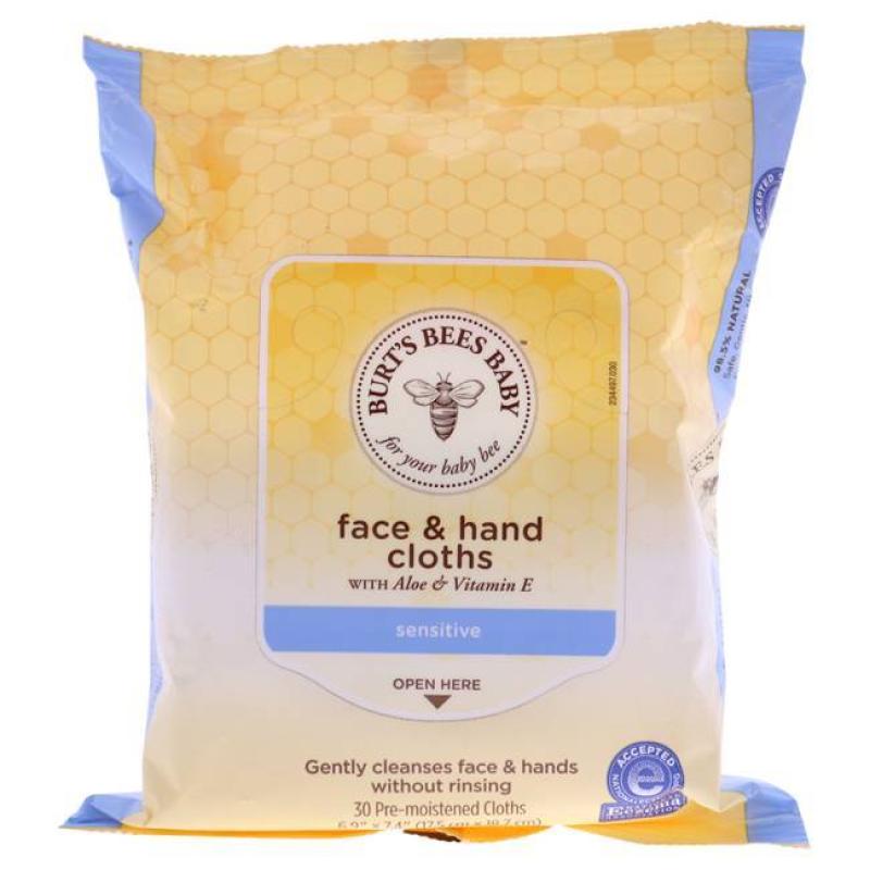 Baby Bee Face and Hand Cloths by Burts Bees for Kids - 30 Count Towelettes