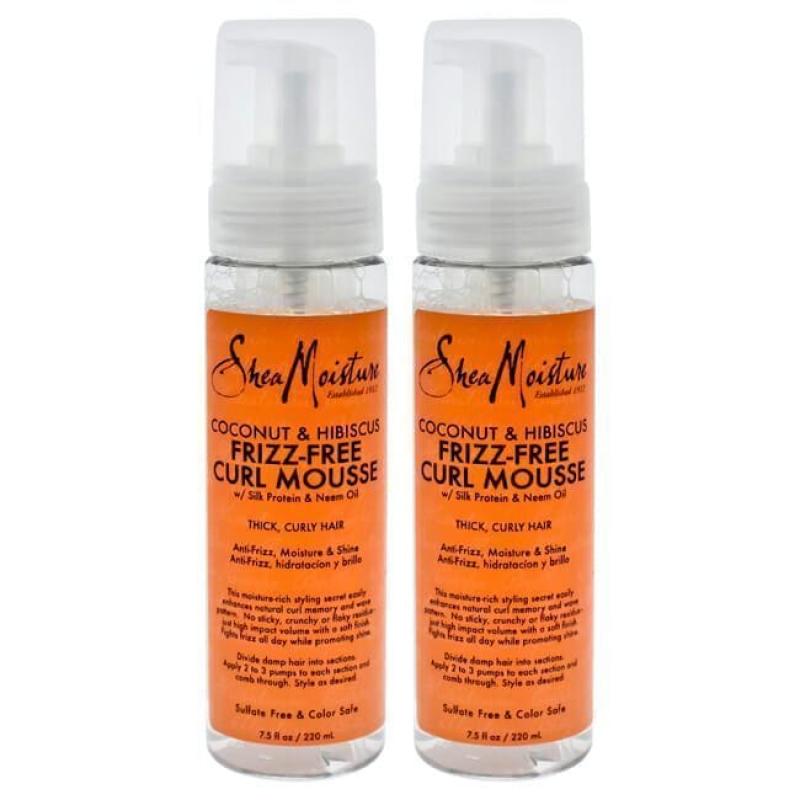 Coconut &amp; Hibiscus Frizz-Free Curl Mousse - Pack of 2 by Shea Moisture for Unisex - 7.5 oz Mousse