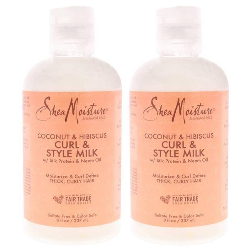 Coconut &amp; Hibiscus Curl &amp; Style Milk - Pack of 2 by Shea Moisture for Unisex - 8 oz Cream