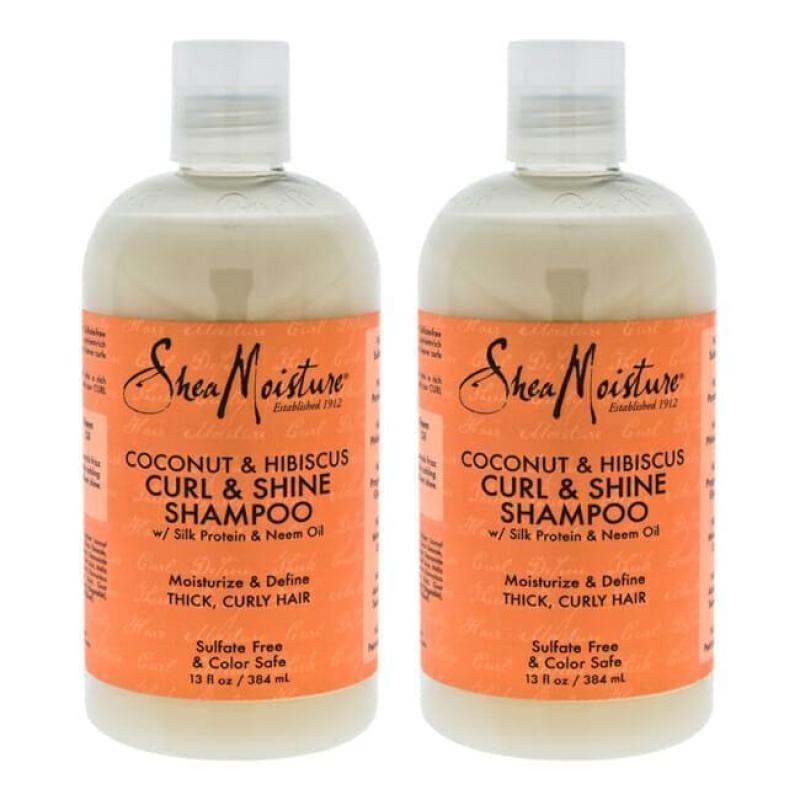Coconut &amp; Hibiscus Curl &amp; Shine Shampoo - Pack of 2 by Shea Moisture for Unisex - 13 oz Shampoo