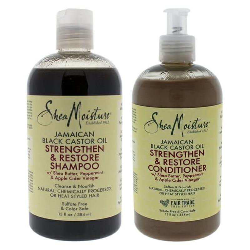 Jamaican Black Castor Oil Strengthen and Grow Kit by Shea Moisture for Unisex - 2 Pc Kit 13oz Shampoo, 11oz Conditioner