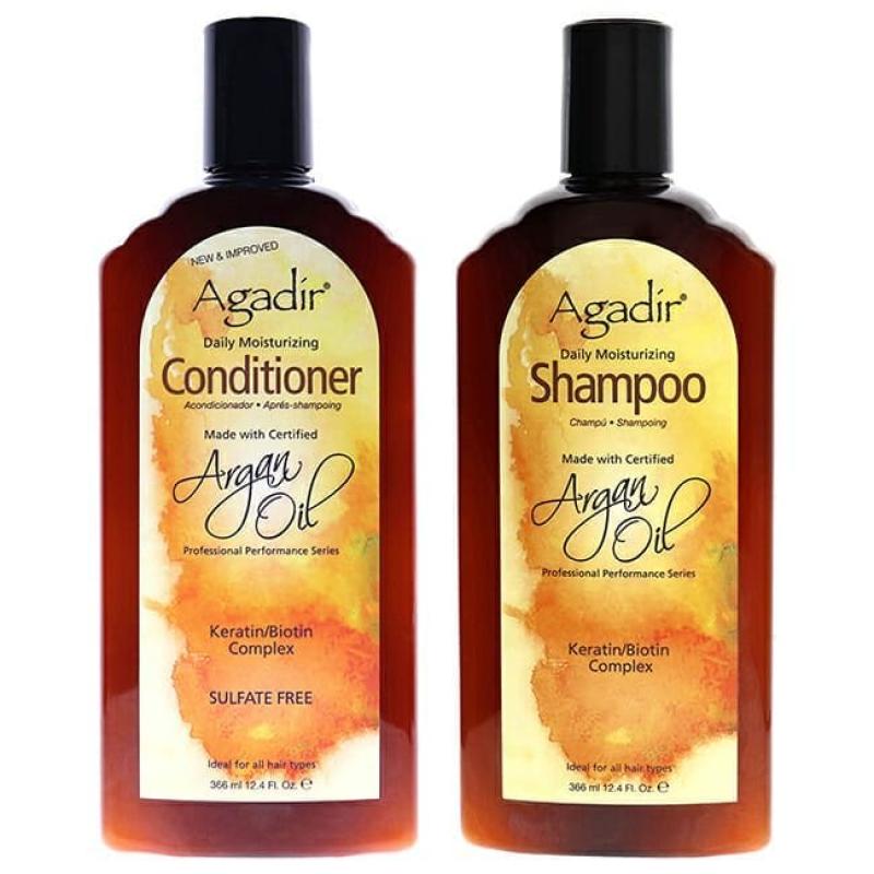 Argan Oil Daily Moisturizing Shampoo and Conditioner Kit by Agadir for Unisex - 2 Pc Kit 12oz Shampoo, 12oz Conditioner