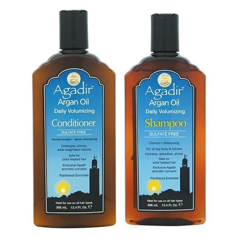 Argan Oil Daily Volumizing Shampoo and Conditioner Kit by Agadir for Unisex - 2 Pc Kit 12.4oz Shampoo, 12.4oz Conditioner