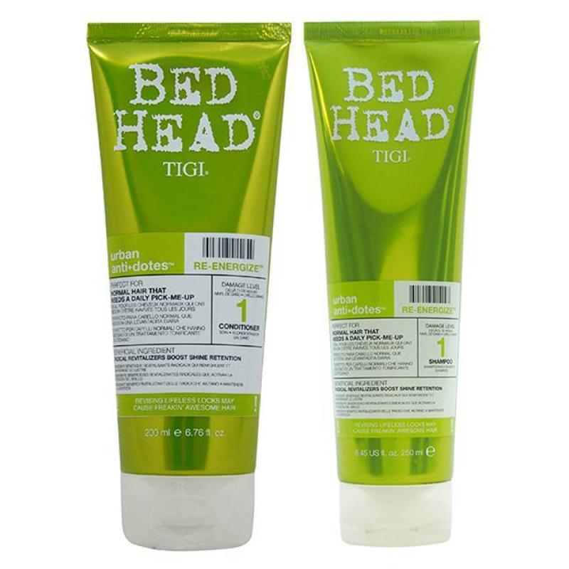 Bed Head Urban Antidotes Re-Energize Shampoo and Conditioner Kit by TIGI for Unisex - 2 Pc Kit 8.45oz Shampoo, 6.76oz Conditioner