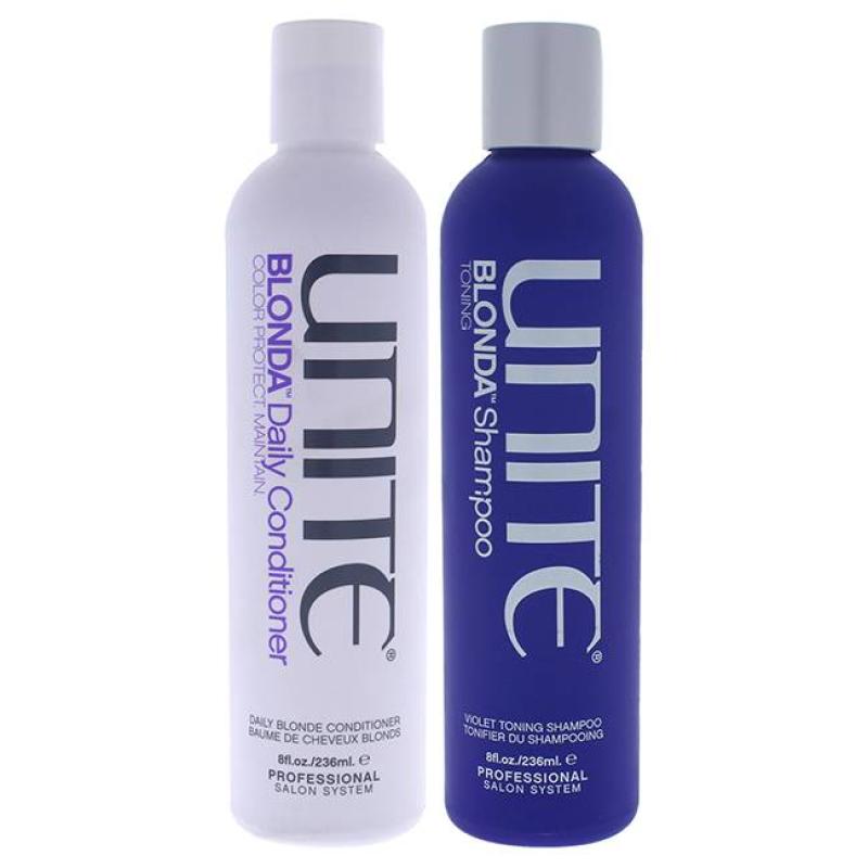 Blonda Toning Shampoo and Conditioner Kit by Unite for Unisex - 2 Pc Kit 8oz Shampoo, 8oz Conditioner