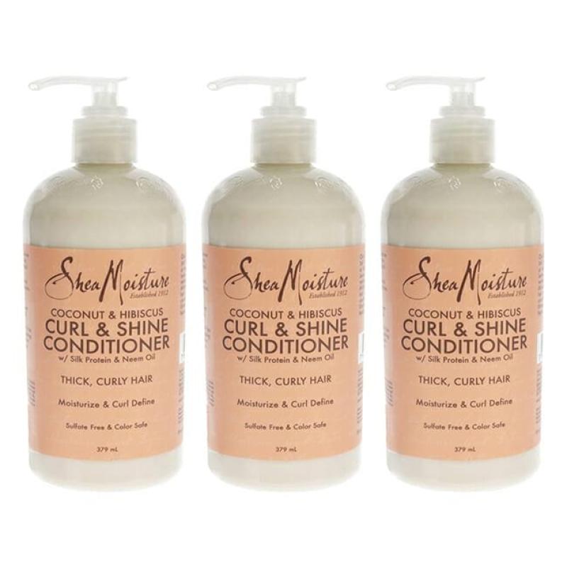 Coconut and Hibiscus Curl Shine Conditioner by Shea Moisture for Unisex - 13 oz Conditioner - Pack of 3