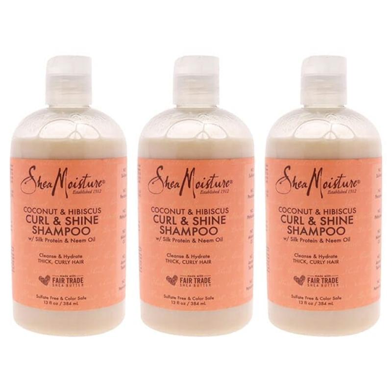 Coconut and Hibiscus Curl Shine Shampoo by Shea Moisture for Unisex - 13 oz Shampoo - Pack of 3