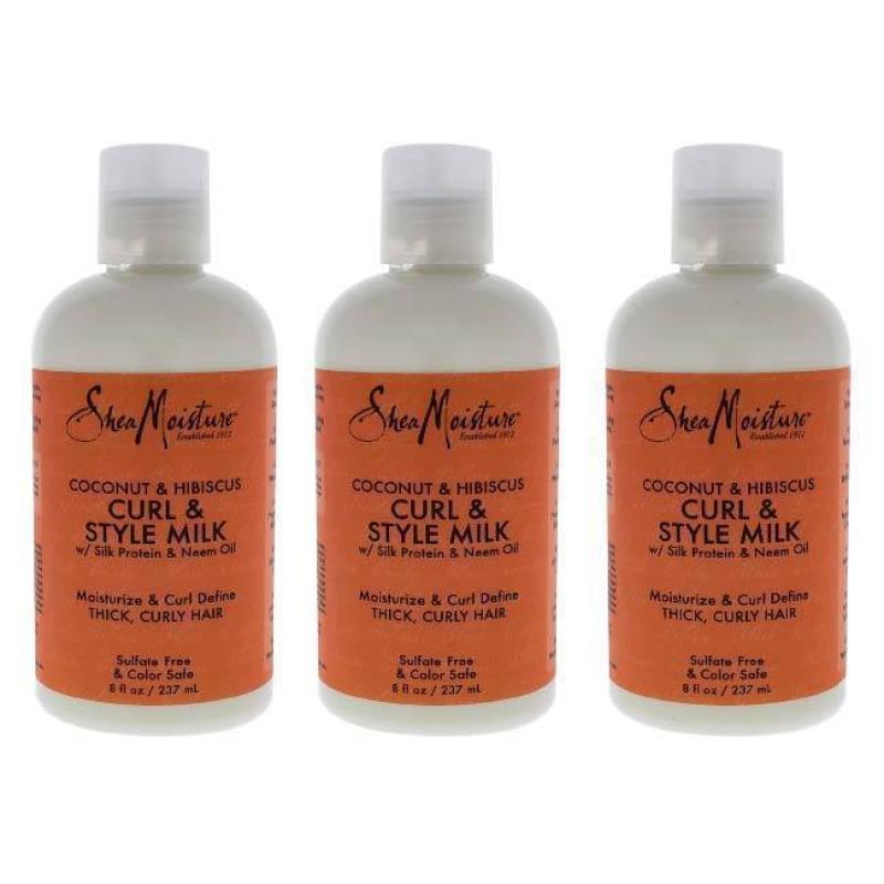 Coconut and Hibiscus Curl Style Milk by Shea Moisture for Unisex - 8 oz Cream - Pack of 3