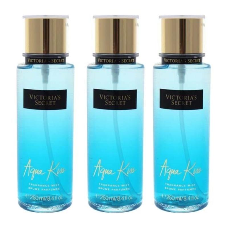 Aqua Kiss by Victorias Secret for Women - 8.4 oz Fragrance Mist - Pack of 3