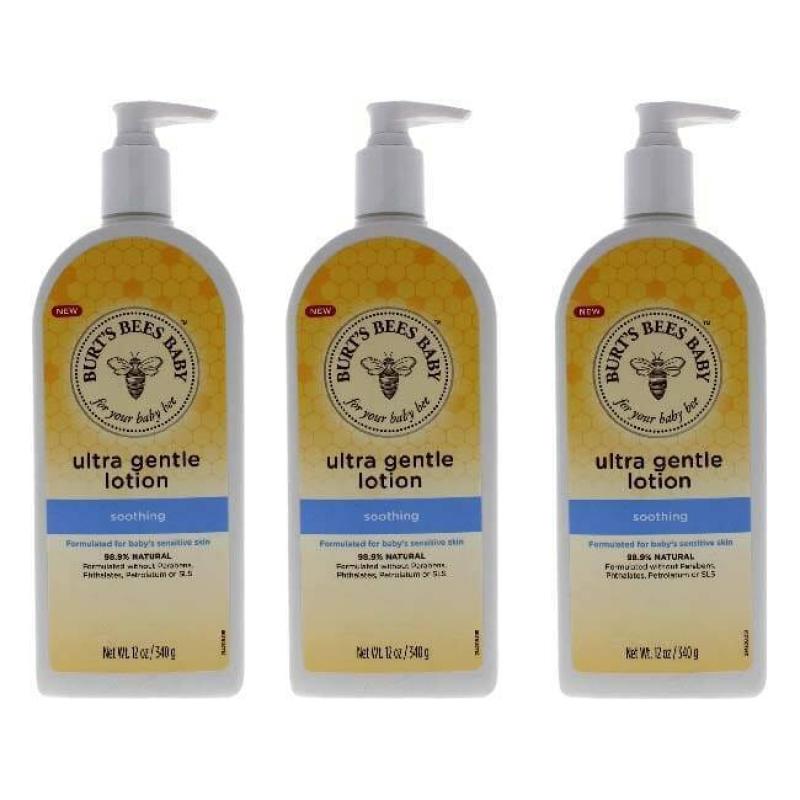 Baby Ultra Gentle Lotion - Soothing by Burts Bees for Kids - 12 oz Body Lotion - Pack of 3