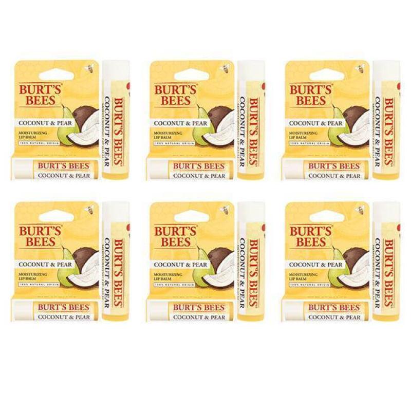 Coconut and Pear Moisturizing Lip Balm Blister by Burts Bees for Unisex - 0.15 oz Lip Balm - Pack of 6