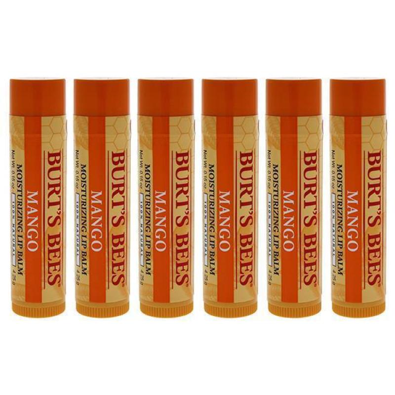 Mango Moisturizing Lip Balm by Burts Bees for Unisex - 0.15 oz Lip Balm - Pack of 6