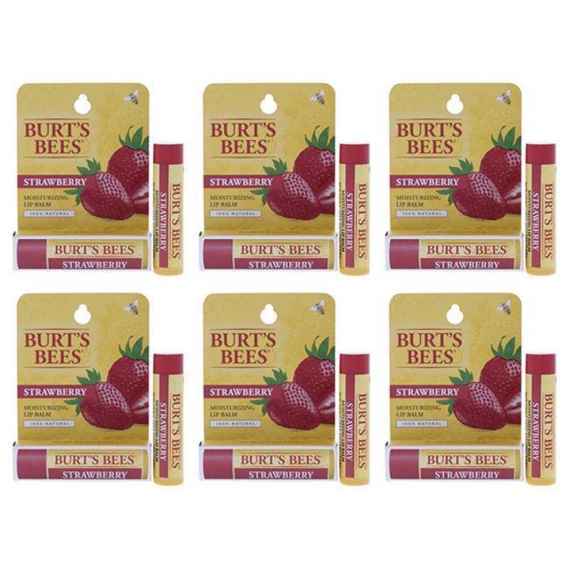 Strawberry Moisturizing Lip Balm Blister by Burts Bees for Unisex - 0.15 oz Lip Balm - Pack of 6