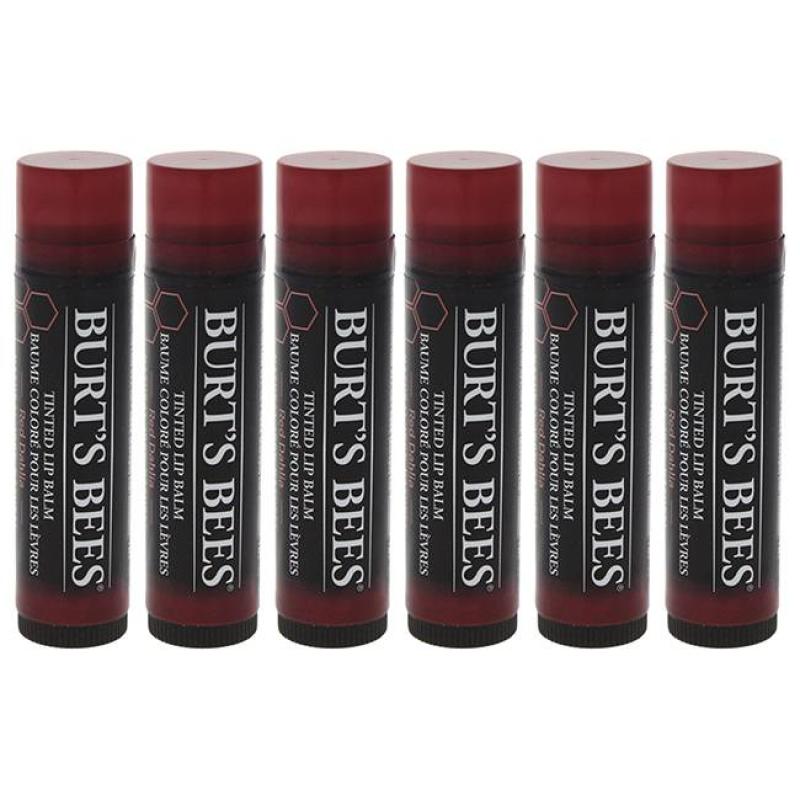 Tinted Lip Balm - Red Dahlia by Burts Bees for Unisex - 0.15 oz Lip Balm - Pack of 6