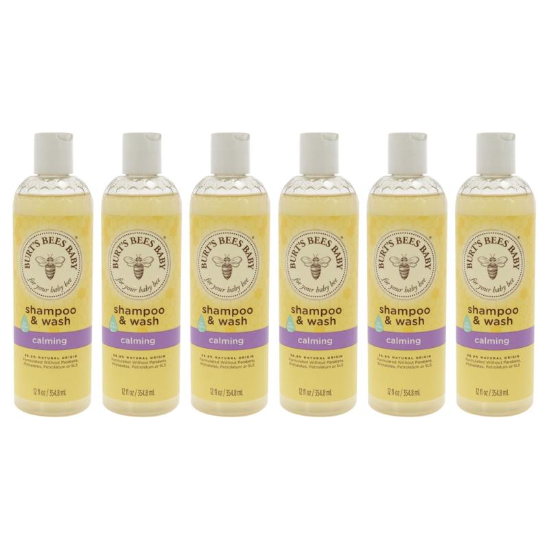 Baby Shampoo and Wash Calming by Burts Bees for Kids - 12 oz Shampoo and Body Wash - Pack of 6