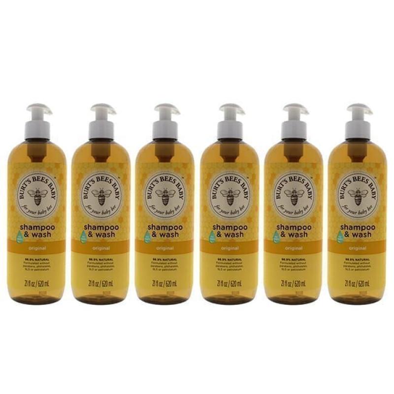 Baby Bee Shampoo and Wash Original by Burts Bees for Kids - 21 oz Shampoo and Body Wash - Pack of 6