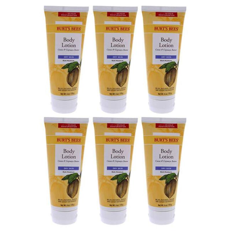 Cocoa and Cupuacu Butters Body Lotion by Burts Bees for Unisex - 6 oz Body Lotion - Pack of 6