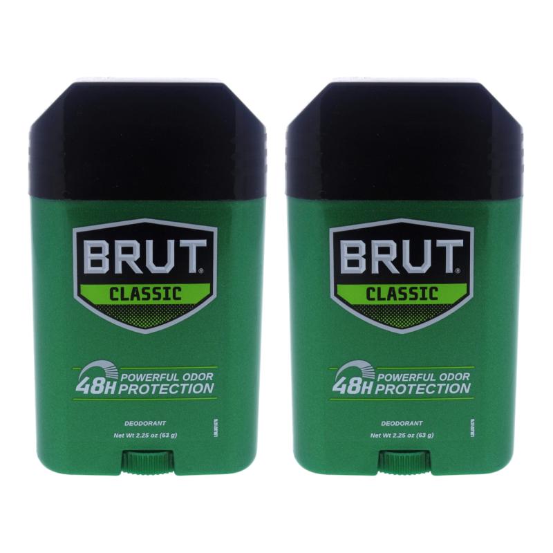 Classic 48H Protection Deodorant Stick by Brut for Men - 2.25 oz Deodorant Stick - Pack of 2