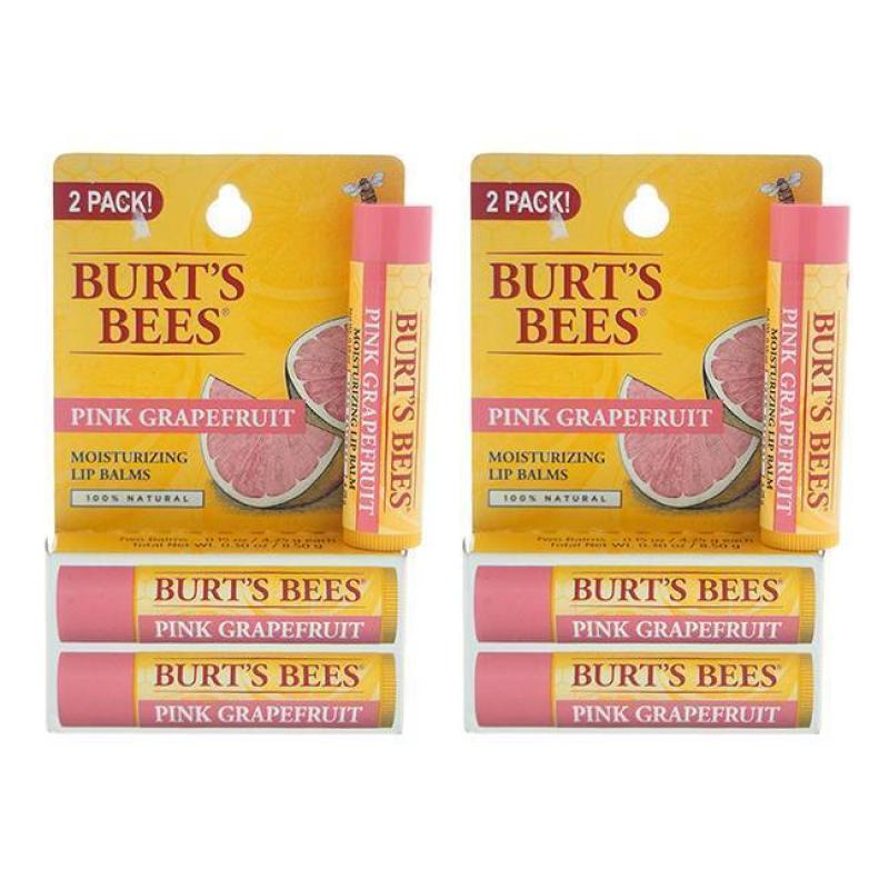 Pink Grapefruit Moisturizing Lip Balm Twin Pack by Burts Bees for Unisex - 2 x 0.15 oz Lip Balm - Pack of 2