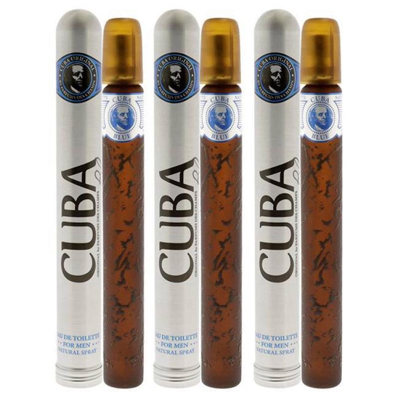 Cuba Blue by Cuba for Men - 1.2 oz EDT Spray - Pack of 3