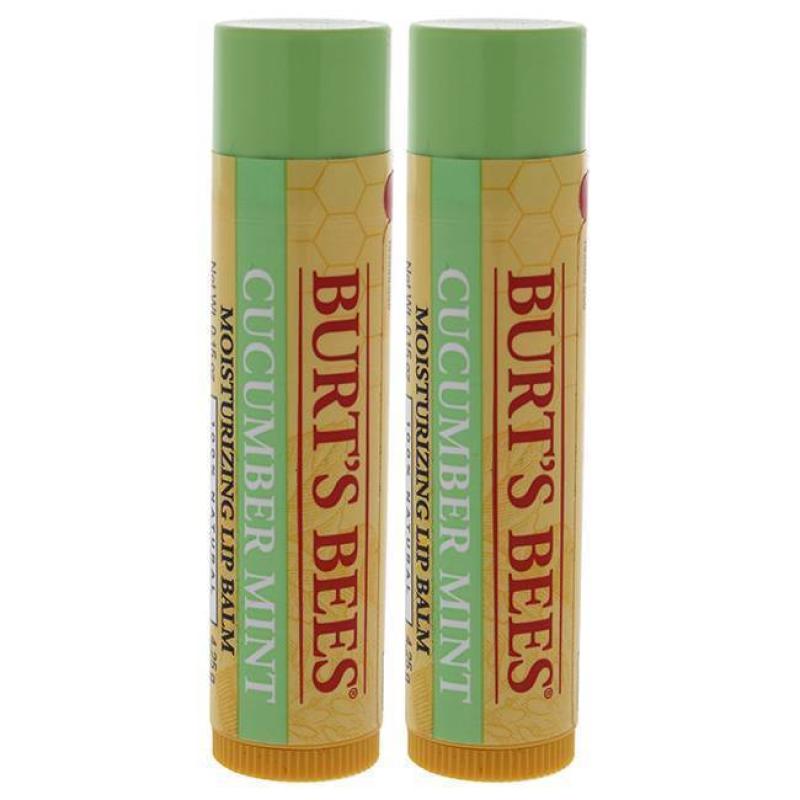 Cucumber Mint Moisturizing Lip Balm by Burts Bees for Women - 0.15 oz Lip Balm - Pack of 2