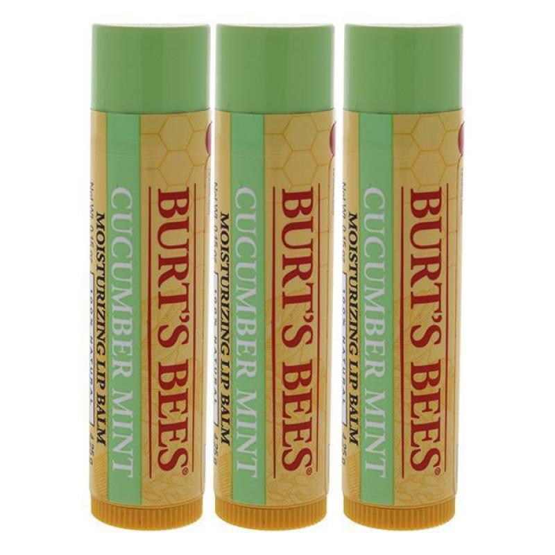 Cucumber Mint Moisturizing Lip Balm by Burts Bees for Women - 0.15 oz Lip Balm - Pack of 3