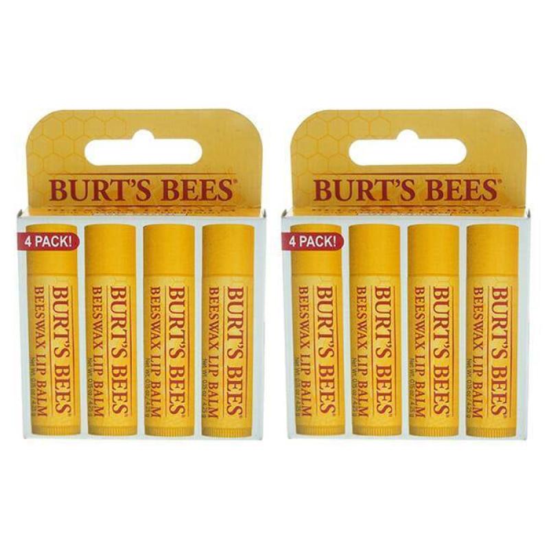Beeswax Lip Balm Pack by Burts Bees for Unisex - 4 x 0.15 oz Lip Balm - Pack of 2