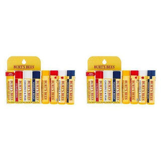 Best Of Burts Moisturizing Lip Balm Set by Burts Bees for Unisex - 4 x 0.15 oz Lip Balm Beeswax, Strawberry, Coconut and Pear, Vanilla Bean - Pack of 2