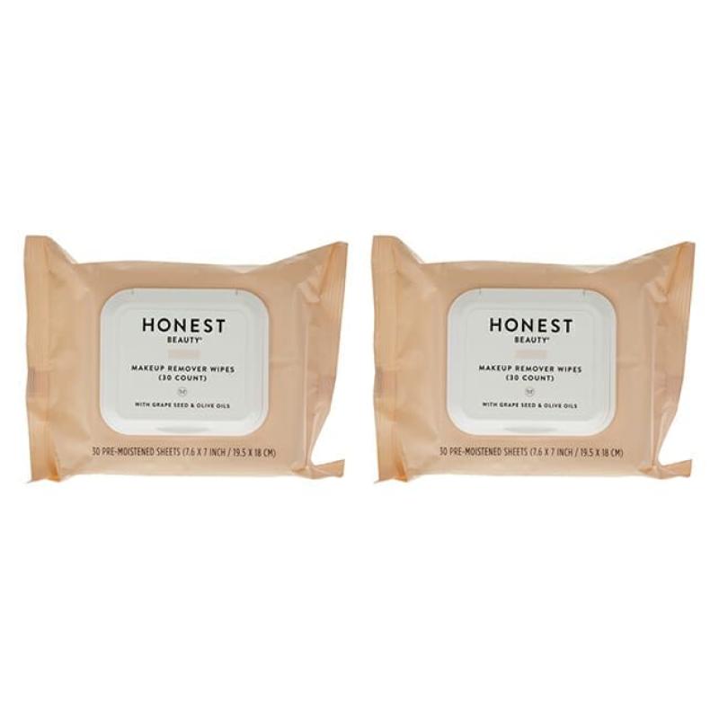 Makeup Remover Wipes by Honest for Unisex - 30 Count Wipes - Pack of 2