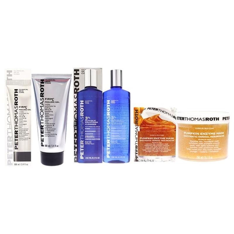 Glycolic 3 Percent Solutions Cleanser and Pumpkin Enzyme Mask-Firmx Peeling Gel Kit by Peter Thomas Roth - 3 Pc Kit 8.5oz Cleanser, 5oz Mask, 3.4oz Gel