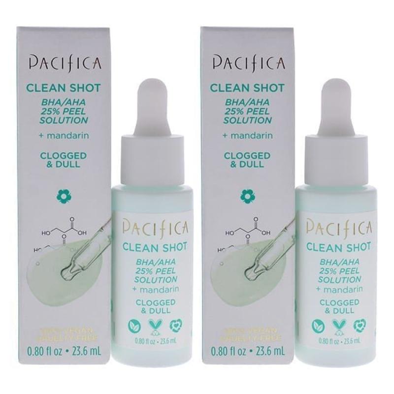 Clean Shot BHA-AHA 25 Percent Peel Solution by Pacifica for Unisex - 0.8 oz Treatment - Pack of 2