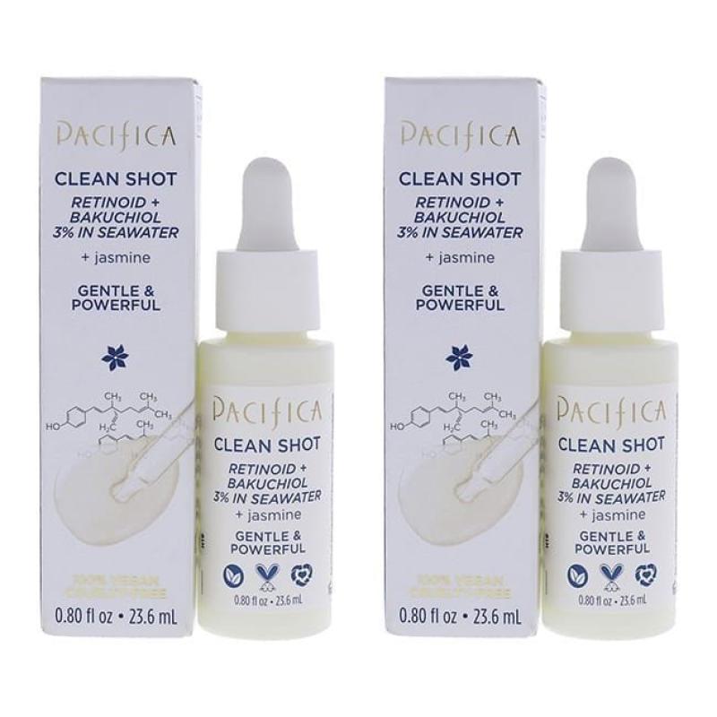 Clean Shot Retinoid and Bakuchiol 3 Percent In Seawater by Pacifica for Unisex - 0.8 oz Serum - Pack of 2