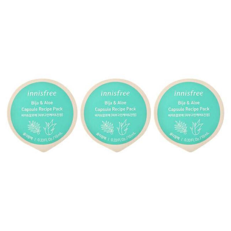 Capsule Recipe Pack Mask - Bija and Aloe by Innisfree for Unisex - 0.33 oz Mask - Pack of 3